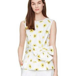 Kate Spade Daisy Dot peplum top Fresh White floral bow bee size 0
